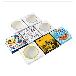 16 18 inç beyaz kraft özel logo tasarım gıda pizza ambalaj kutusu ucuz kişiselleştirilmiş oluklu kahverengi kağıt pizza kutuları karton