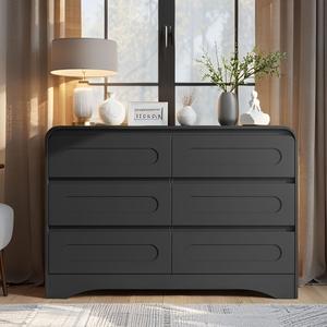 Wide Modern Dressers Chest <b>Drawers</b> Curved Profile Design Eco-Friendly Wood Storage for Bedroom Living Room Space-Saving Clothes - Product Image 1