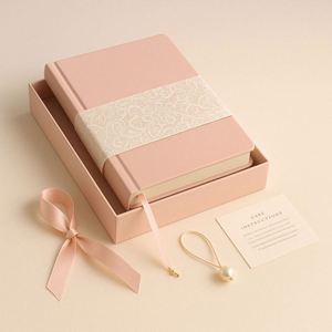 Cute Lace Bow A5 Notebook With Pearl Decor and Gold Foil Sweet Pink <b>Journal</b> for Girls and Gifts - Product Image 2
