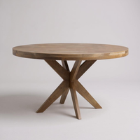 Table à manger rustique ronde en pin, style traditionnel antique, écologique et durable, pour l'extérieur, salon, hôtel