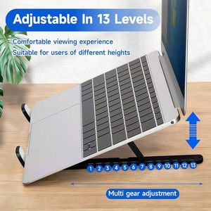 Laptop Stands 13-levels Adjustable Laptop Stand ABS Adjustable <b>Riser</b> Laptop Holder for <b>Desk</b> With Side Phone Holder - Product Image 3