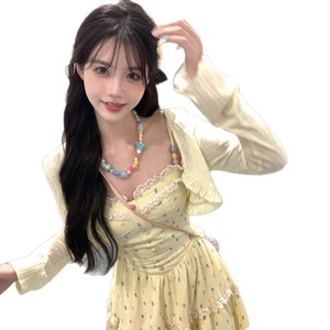 French Style Slip Dress Empire Waist Spaghetti Strap Lace Candy Color Casual Dress For Daily Life Beach Shopping - Product Image 5