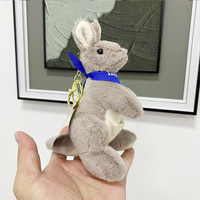 Porte-clés en peluche kangourou australien mignon petit pendentif suspendu pour cartables/Couple couette PP coton remplissage lavé
