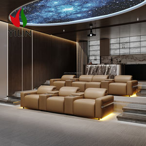 مقعد منزلي فاخر عصري من الجلد الأصلي للمسرح المنزلي والسينما سرير كرسي كهربائي بضوء ليد حامل كوب تبريد - Product Image 5