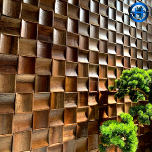 Mosaïque <span class=keywords><strong>en</strong></span> <span class=keywords><strong>bois</strong></span> massif à effet 3D contemporain, revêtement mural écologique à motif ondulé <span class=keywords><strong>en</strong></span> relief pour villa - Product Image 4