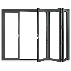 Patio Soundproof Bifold Doors Foldable Door Tempered Glass Aluminum Sliding Folding Doors