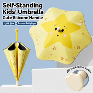 Parapluies pour enfants en gros, protection UV, poignée en silicone mignonne, bande réfléchissante, parapluie droit personnalisé pour enfants - Product Image 1