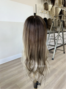 Topper en dentelle HD fine et plate, sans couture, en cheveux humains vierges <span class=keywords><strong>de</strong></span> qualité supérieure, blond neutre dimensionnel, avec ligne <span class=keywords><strong>de</strong></span> cheveux naturelle pour femmes - Product Image 4