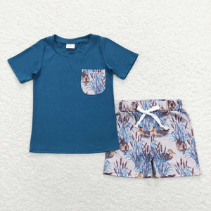 Haut d'été de haute qualité pour tout-petit garçon nouveau <span class=keywords><strong>RTS</strong></span> canard motif Polo manches courtes bleu foncé Style Cowboy bébé vêtements en vrac - Product Image 3