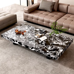 Nuovo Tavolino da Caffè di Lusso Moderno con Design <span class=keywords><strong>Quadrato</strong></span>, Struttura <span class=keywords><strong>in</strong></span> <span class=keywords><strong>Legno</strong></span> e Piano <span class=keywords><strong>in</strong></span> Marmo BTCT009 per Soggiorno o Appartamento - Product Image 5