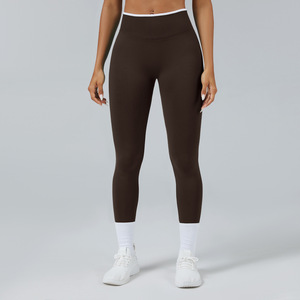 <span class=keywords><strong>Legging</strong></span> de yoga taille haute sans couture pour <span class=keywords><strong>femme</strong></span>, effet galbe fessier, séchage rapide, taille élastique, en lin uni, idéal pour la course et les sports de plein air - Product Image 6