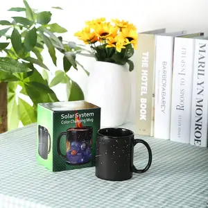 Tazza da caffè carina sensibile al calore con sistema solare magico in ceramica personalizzata in porcellana-tazze in ceramica da 12 once che cambiano colore