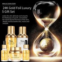 Set de Cosméticos Coreanos de Lujo de Oro de 24k Cuidado de la Piel Orgánico Blanqueador y Aclarante con Tónico Loción Crema Facial Niacinamida y Vitamina C