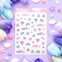Feuilles de stickers personnalisées mignonnes en forme de dessin animé holographique, découpées à la forme, sur mesure