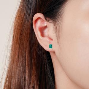 Kustom Lab tumbuh anting zamrud 925 perak berlapis emas, bahan ulang tahun potongan persegi panjang anting janji zamrud untuk wanita - Product Image 6