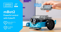 Kit de robotique de codage avec rotor métallique Makeblock MBot2 avec support pour débutants CyberPi, programmation Scratch Python, voiture télécommandée
