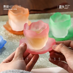 Tasse à thé en verre givré avec motif floral, résistante à la chaleur, pour femmes, maison, salon de thé, cadeau pour le thé de l'après-midi - Product Image 3