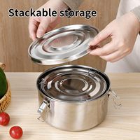Geur-Proof 3 Stuks Ronde Voedsel Opslag Container Vers Houden Doos Roestvrij Staal Bento Lunchbox Met Stalen Deksels Voor Kamperen