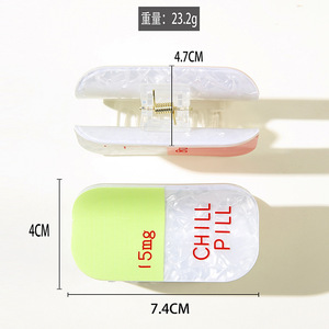 Pinza de Pelo JIAXU con Brillantina, Diseño Geométrico Acrílico, Serie Médica, Linda Pinza de Pelo con Forma de Cápsula, Unisex, para Uso Diario - Product Image 4