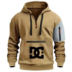 سترة رياضية شتوية كاجوال للرجال بغطاء للرأس وسحاب، متعددة الجيوب، بنمط صلب أو مطبوع، مع إمكانية وضع شعار مخصص، تصميم فضفاض، محبوكة بشكل ثقيل - Product Image 2