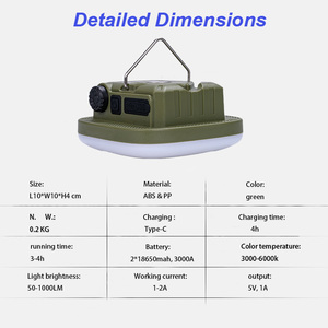 Lampes de camping LED d'urgence ultralégères anti-stress personnalisées en gros, vertes, 3-4H, 3000-6000K, pour la randonnée en plein air - Product Image 2