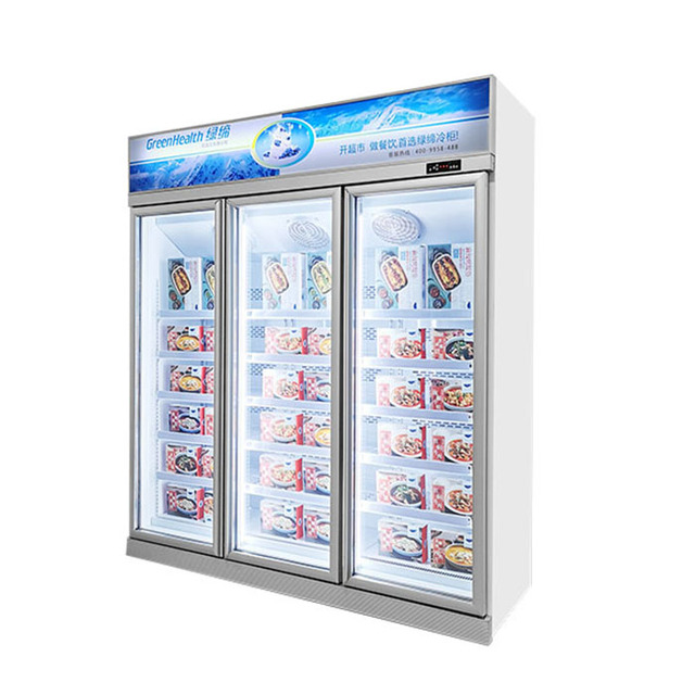 Three Glass Doors with Unit Freezing Display Refrigerators Fridge Freezer