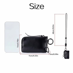 Carteras de cuero PU suave personalizadas de moda <span class=keywords><strong>para</strong></span> colgar al cuello, monedero minimalista personalizado <span class=keywords><strong>para</strong></span> monedas y tarjetas, llavero con cordón, bolsillo de almacenamiento, regalo - Product Image 6