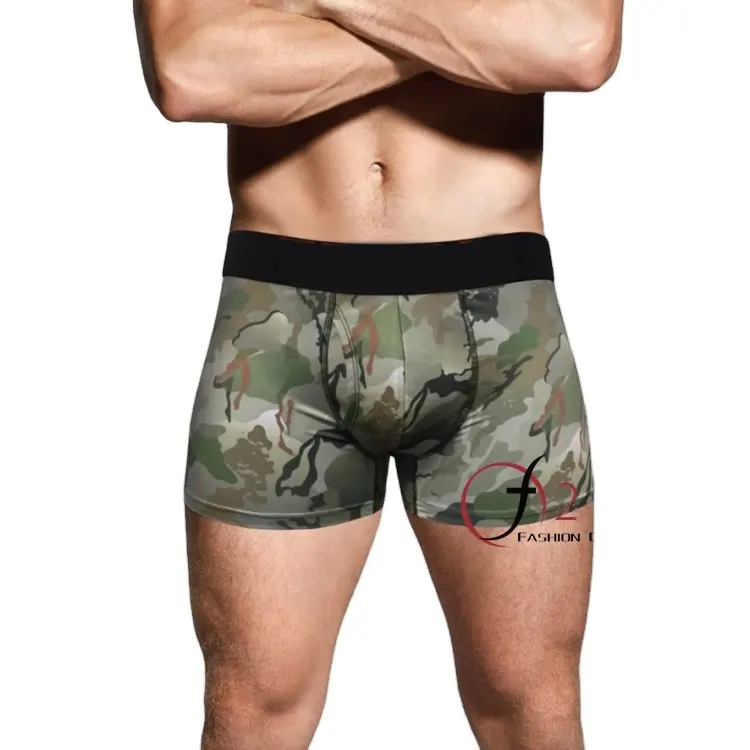 आपूर्ति mens टिकाऊ camo अंडरवियर आराम 4xl बॉक्सर कच्छा के लिए चिकनी लोगो बैंड फ्लाई सामने अंडरवियर प्लस आकार आदमी