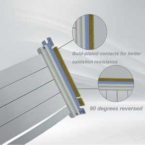 4+1 Dubbele Reverse 90 Graden PCIe 4.0 X16 Verlengkabel Wit Hoge Snelheid Riser GPU Kabel EMI Afgeschermd Flexibel Verticaal - Product Image 3