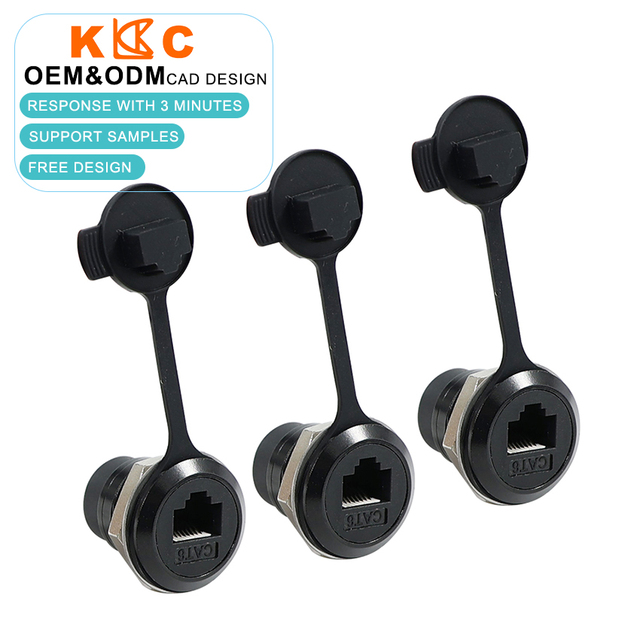 Shielded Waterproof RJ45 Bulkhead Connector / Metal Panel Mount Network Adapter , Cat6a Ethernet Jack / Factory Automation