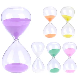 Großhandel Transparent 15 30 60 Minuten Farbe dekorative Sanduhr Sanduhr benutzer definierte Glas Sanduhr