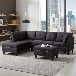 Sofá seccional en forma de L de lujo moderno premium, conjunto de sofás modulares para sala de estar de alta gama - Product Image 3