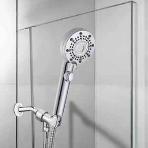 Juego de rociador de ducha de mano cromado redondo, cabezal de ducha de alta presión que ahorra agua para el hogar, hotel, baño - Product Image 3
