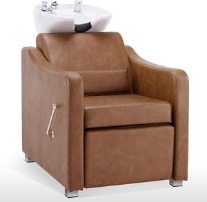 Chaise de salon en cuir PVC moderne, chaise de lavage de cheveux, lit de shampooing, chaise de shampooing inclinable - Product Image 1