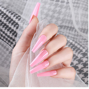 100 pièces de faux ongles à presser, couleurs assorties, style ballerine long, couverture complète, ongles artificiels - Product Image 6