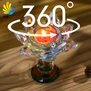 Dazzle Crystal Lotus Candle Holder Colorful Religious Offering Lamp Heat Resistant Windproof <b>Candlestick</b> For Buddhist Use - Product Image 3