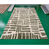 NZ laine et soie de bambou touffeté à la main Design minimaliste tapis Rectangle vert tapis tapis de luxe fait main pour la décoration de salon