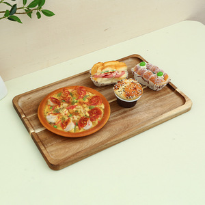 Planche à découper en bois massif, bois d'acacia avec poignée, rectangulaire, pour la maison, pour servir steak, fruits, pain - Product Image 4
