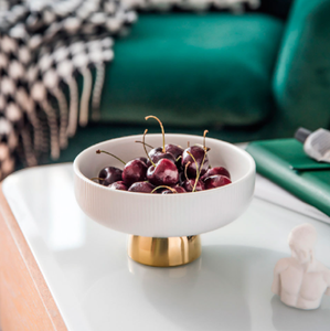 Plato de compota de frutas de cerámica ecológico moderno con base dorada para sala de estar <span class=keywords><strong>Dim</strong></span> <span class=keywords><strong>Sum</strong></span> Ensalada Servicio al cliente - Product Image 4