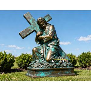 Sculpture en bronze géante personnalisée de Jésus Redresseur méditant pour décoration extérieure de jardin d'église, statue de méditation de Jésus-Christ - Product Image 3