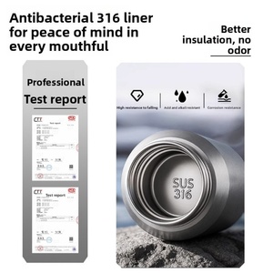 316L Stainless Steel Sports Water Bottle Leak-Proof One-Touch Lid Opening Portable <b>Large</b>-Capacity Insulated <b>Mug</b> 6-12 Hours - Product Image 2