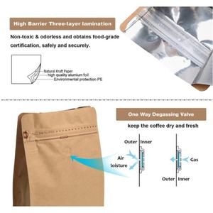 Bolsas de Papel Kraft Florales Impresas de Ocho Lados Personalizadas de Alta Calidad con Fondo Plano para Café, Té y Productos Secos con Válvula - Product Image 5