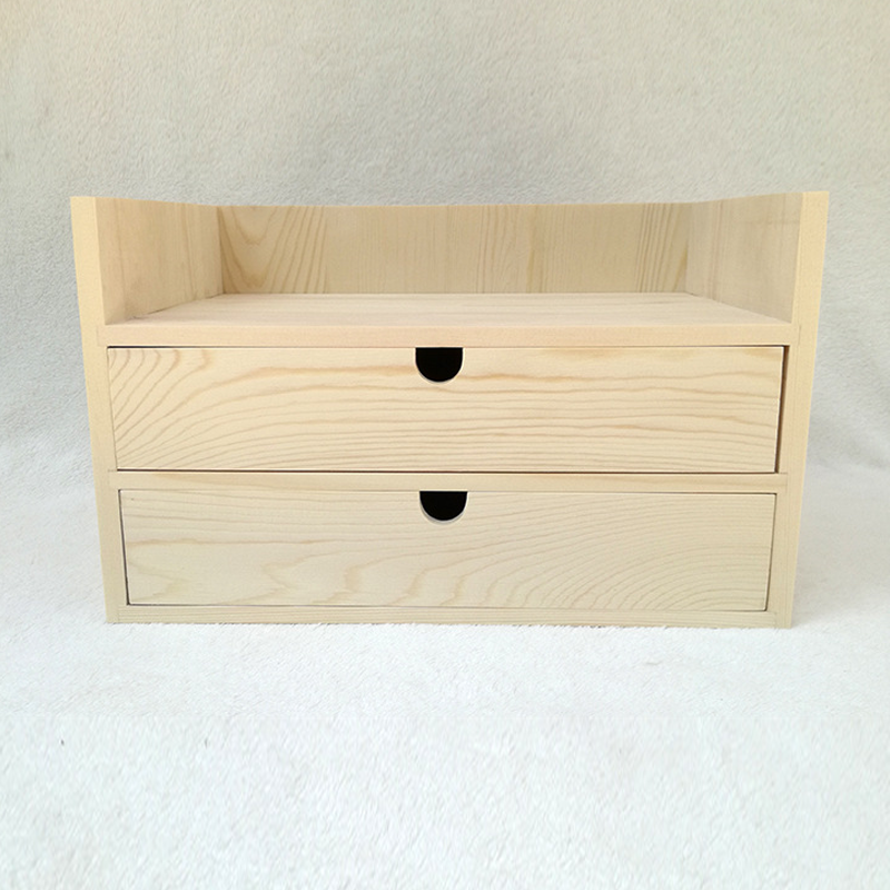 Small Unfinished Wood Office File Storage Organizer Cabinet with 2 Drawers