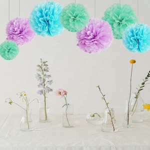 Eastern Fancy Paper Mermaid Themed Birthday Party Decoration Kit Pompoms <strong>Tassels</strong> <strong>Balloons</strong> Light Purple/Light Blue/Mint Wall - Product Image 2