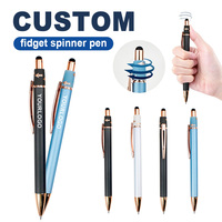 Stylo à bille en métal personnalisé avec logo, pointe tactile et fidget spinner, cadeau promotionnel multifonctionnel