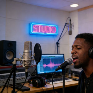 Logo LED néon tendance STUDIO, police bicolore rose et bleue avec bordure <span class=keywords><strong>double</strong></span> couche, décoration professionnelle et stylée - Product Image 5