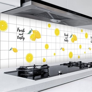 Jiuhao Kitchen Wall <b>Stickers</b> Lemon Pattern PET Self Adhesive Waterproof Fire Resistant Stovetop Backsplash Decor - Product Image 1