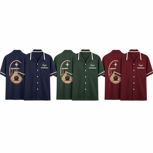 Camiseta Retro Personalizada para Equipo de Boliche, Diseño Gráfico de Pistas Ficticias, Manga Corta, Uniforme de Liga con Botones, Logotipo Bordado OEM, Polo - Product Image 1