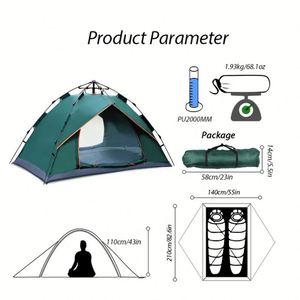 Tente instantanée pliable pour famille, dôme automatique imperméable pour camping, plage et extérieur - Product Image 3