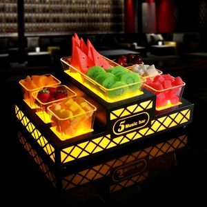 Plateau carré en acier inoxydable pour fruits, éclairé par LED, 1,5 L, pour KTV, plateau à collations pour boîte de nuit, support lumineux pour apéritifs - Product Image 2